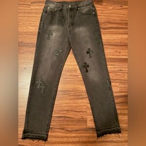Black chrome hearts jeans